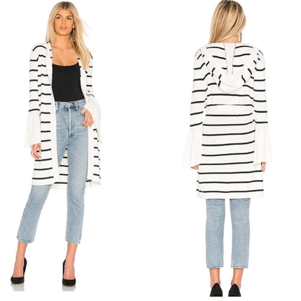 Chaser Sweaters | Chaser Hooded Striped Belted Cardigan | Bell Sleeve | Size XS
